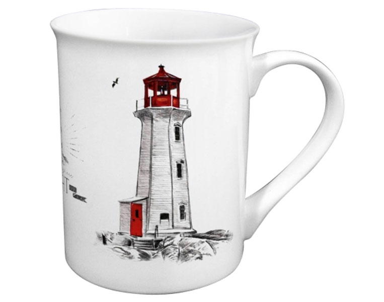 Hrnček porcelán maják červený