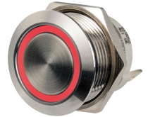Flacher Edelstahl-Schalter (Momentan-Ein)-Aus 12/24V LED, rot