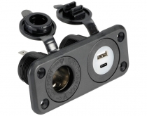 Zástrčka zapaľovač s USBA a USBC čierna