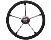 Stainless steel power boat steering wheel 400mm - black