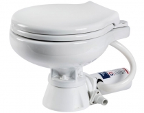 Elektrická toaleta s bílým plastovým sedátkem
