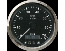 Tachometer with hour meter for outboard motors, black