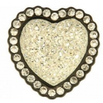 Decorative heart button made of gems on Crocs shoes