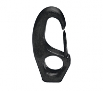 Plastic hook with eye 55mm 8mm rope - black