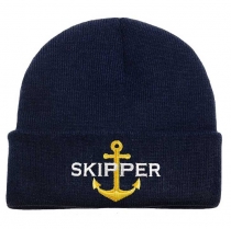 Knitted Beanie Hat Skipper with Anchor