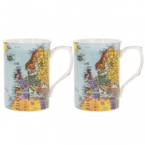 Set of Two World Traveller Mugs