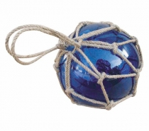 Fisherman's bowl glass in net- blue 17,5 cm