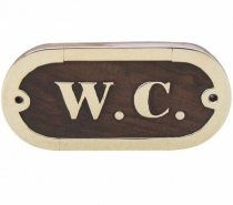 Door sign WC wood / brass 10,5x5cm