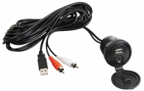 Auxiliary USB-AUX cable with watertight panel