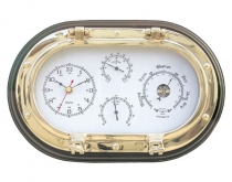 Clock with barometer, thermometer, hygrometer