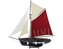 Wooden fishing boat with sails 60 x 61 cm