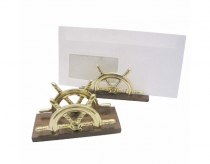 Letter holder Wheel brass/wood