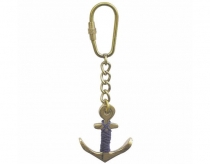 Keyring Anchor brass with blue rope