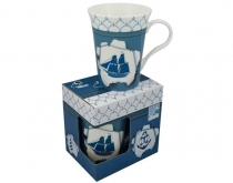 Hrnček s plachetnicou, porcelán 11cm