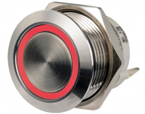 Flacher Edelstahl-Schalter (Momentan-Ein)-Aus 12/24V LED, rot