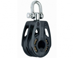 Harken black Magic 75mm Aluminum Double Block with Swivel