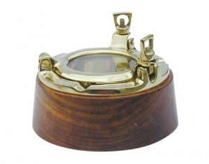 Dřevěný popelník - kulaté lodní okno 12 cm